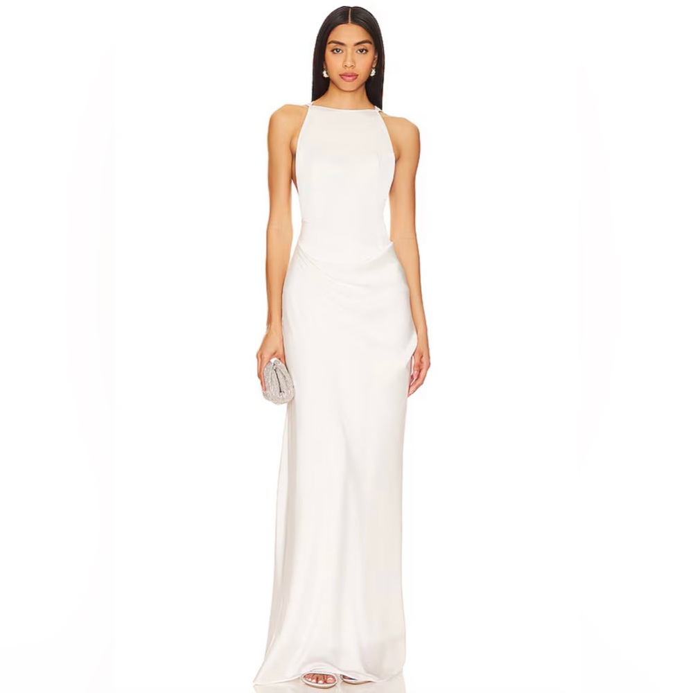 Ceren Ocak Satin Dress in White Size S